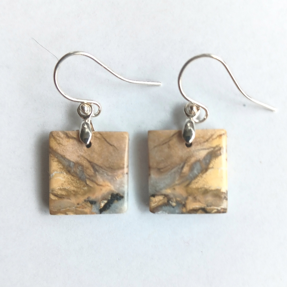 Maligano Jasper Gemstone Earrings with 925 Sterling Silver Findings